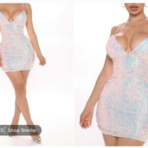 Elegant Sequin Mini Dress - Pink